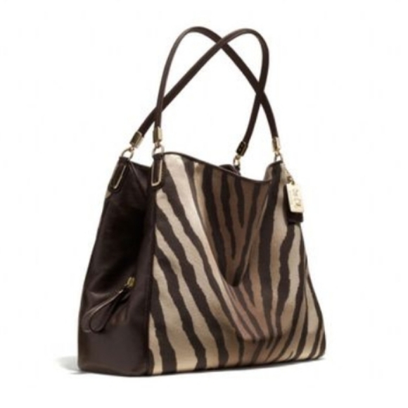 👛🛍 COACH Brown Zebra Handbag & Wristlet Wallet - Picture 1 of 17